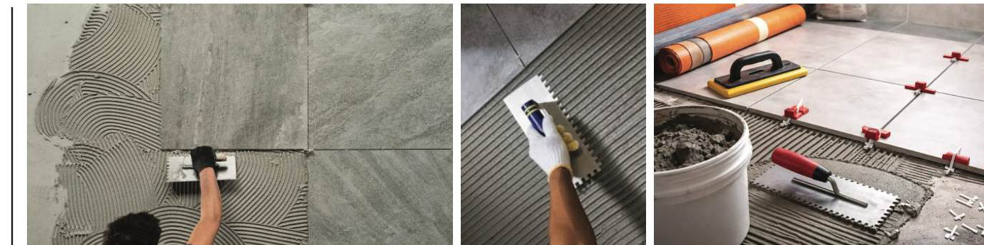 Tiletech adhesive being applied on site